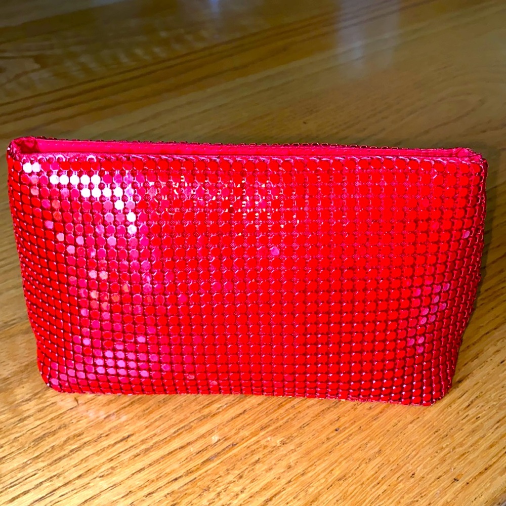 80’s METAL MESH😍 red clutch,cosmetic bag!GORGEOUS! Whiting & Davis inspired
